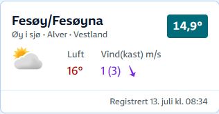 Badetemperatur Fesøy